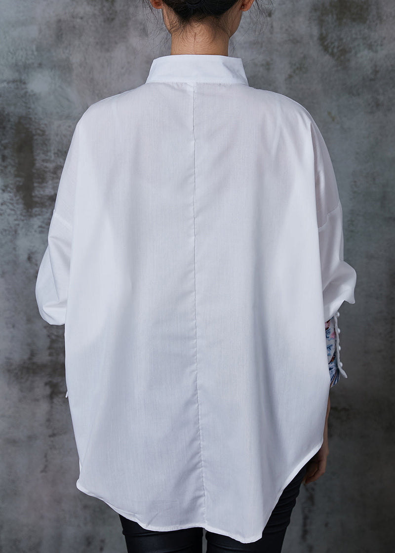 White Embroidered Cotton Shirt Tops Summer
