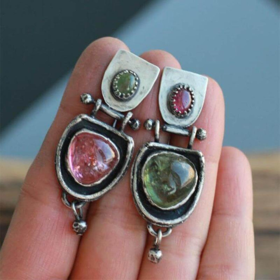 Bicolour Silver Crystal Earrings