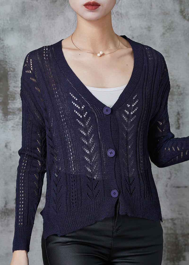 Navy Button Down Knit Cardigan Spring