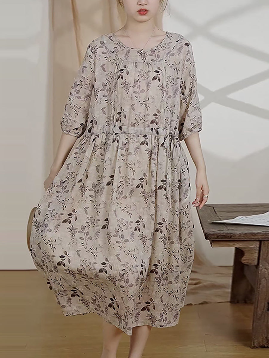 Summer Flower Ramie Dress