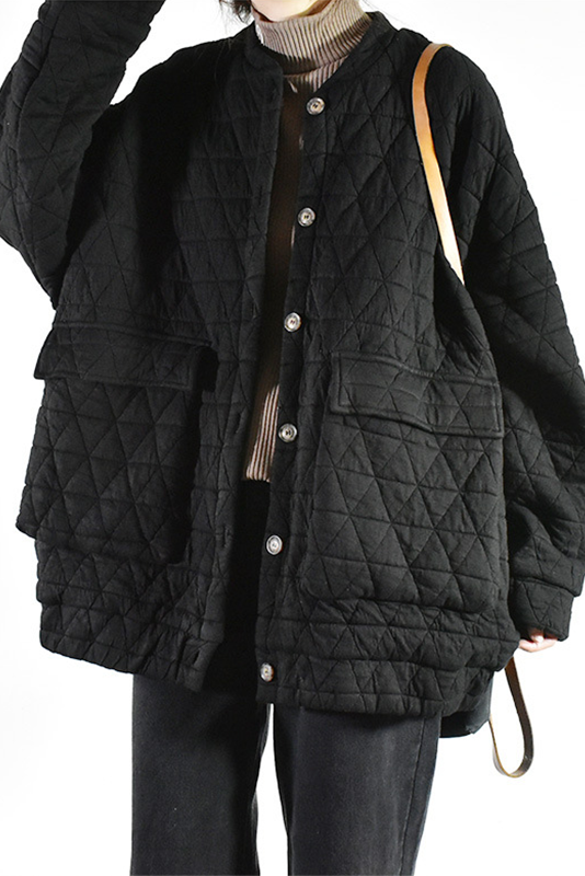 Winter Retro Rhombus Plaid Cotton Coat