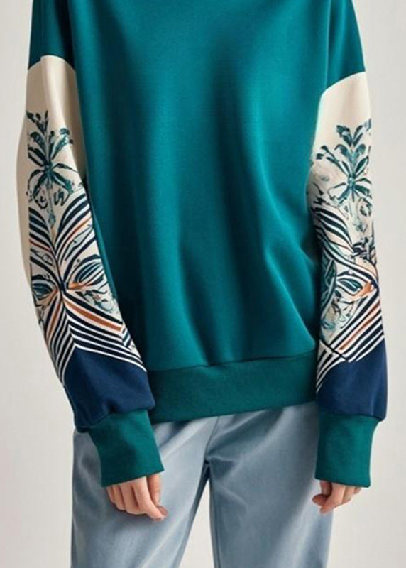 Blue Print Patchwork Sweatshirts Fall