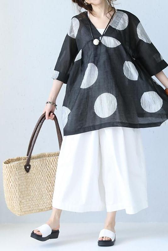 Summer Big Dot Drawstring Doll T Shirt Blouse