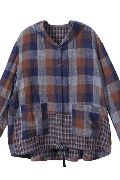 Limited Stock- Loose Stitching Drawstring Hooded Blouse