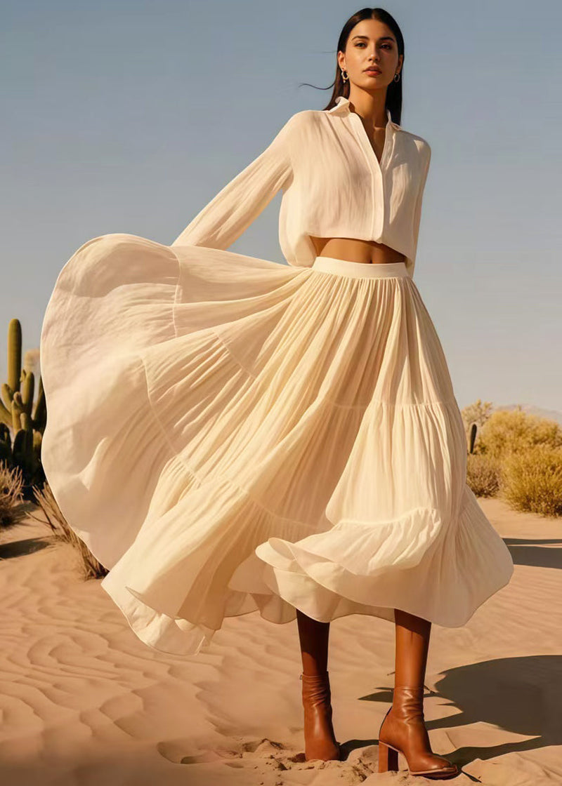 White Exra Large Hem Cotton Holiday Skirts Spring