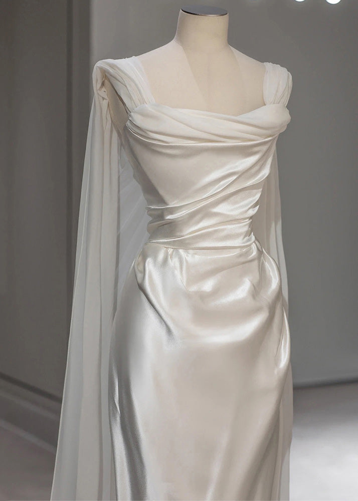 Italian White Wrinkled Silk Party Dress Summer