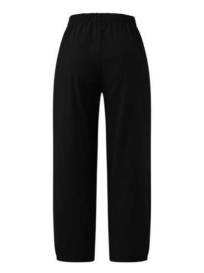 Loose Harem Pants High Waist Cotton Linen Cropped Pants Wide Leg Pants