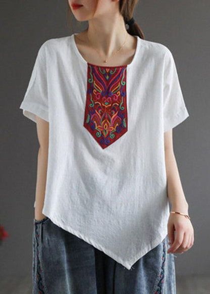 Italian Yellow Retro Embroidered Summer Shirt Short Sleeve