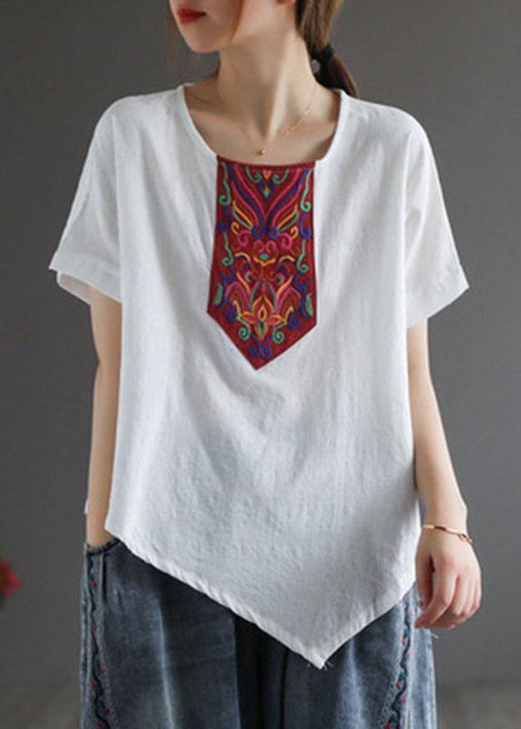 Italian Yellow Retro Embroidered Summer Shirt Short Sleeve