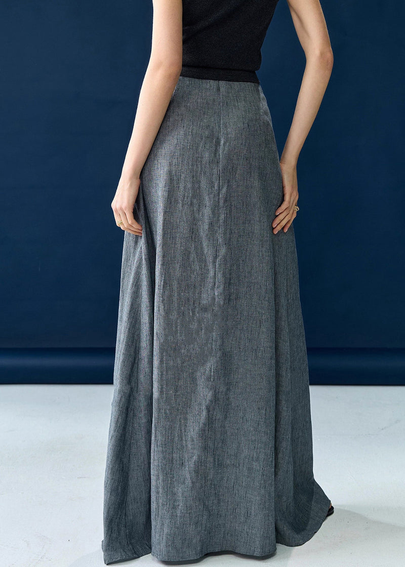 New Grey High Waist Silk Cotton Skirts Summer