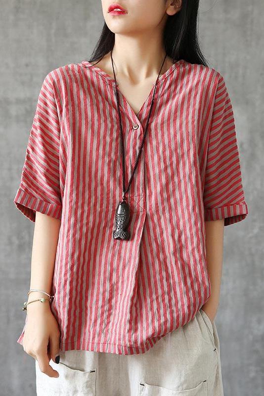 Limited Stock- Single Button Stripe Summer T-shirt