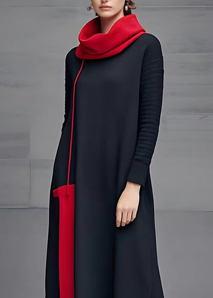 Black Turtleneck Long Dresses Long Sleeve