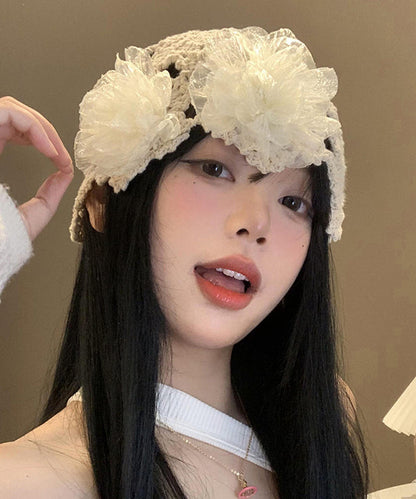 Boutique Beige Hollow Out Knit Bonnie Hat