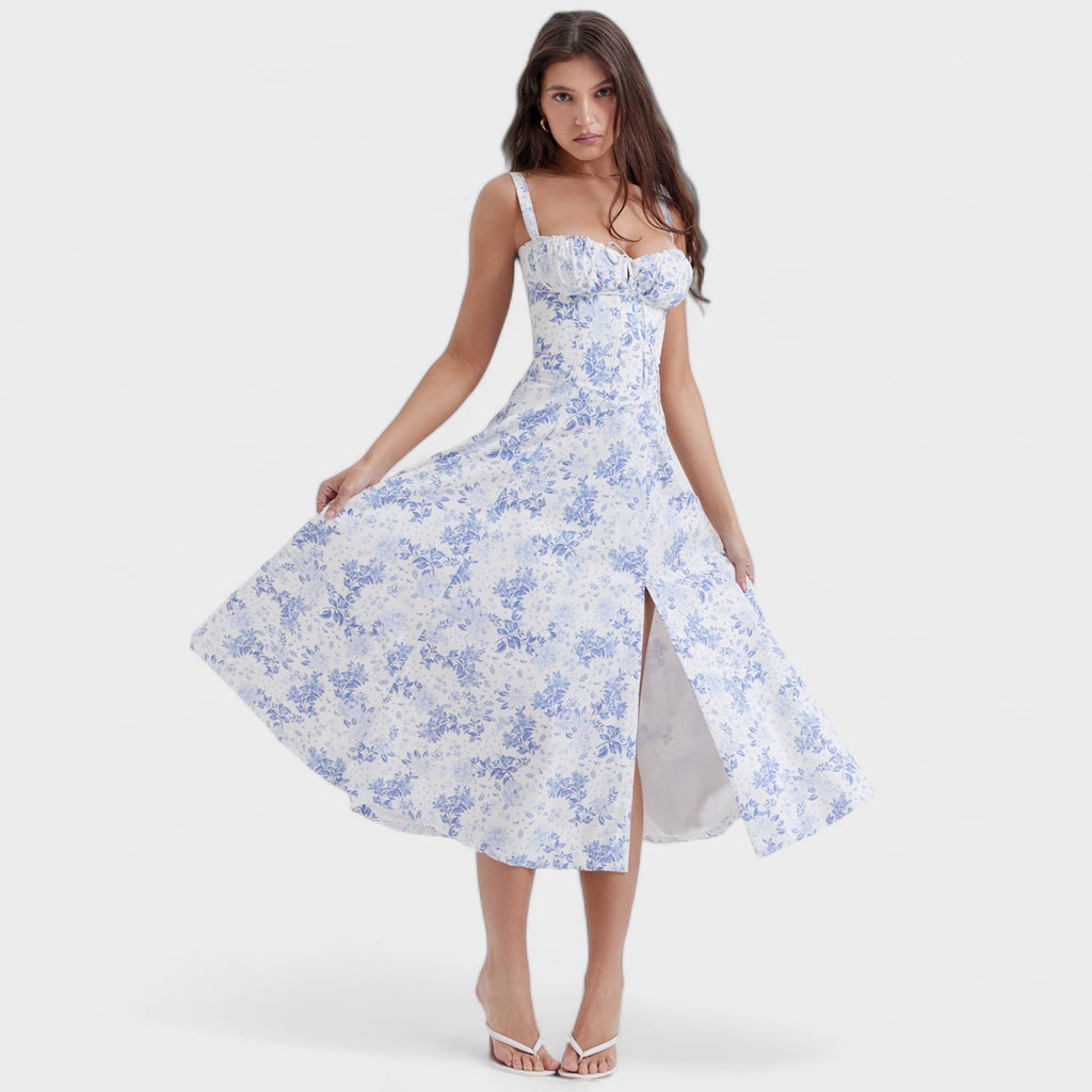 Weiß/blau mit Print