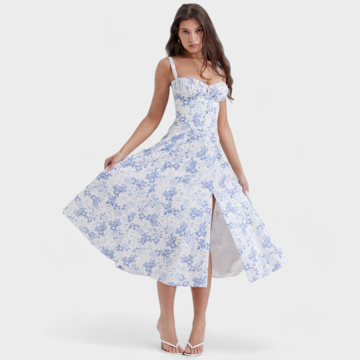 Weiß/blau mit Print