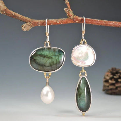 1+1 Offer: Natural Stone Earrings in Silver + Natural Silver Ring