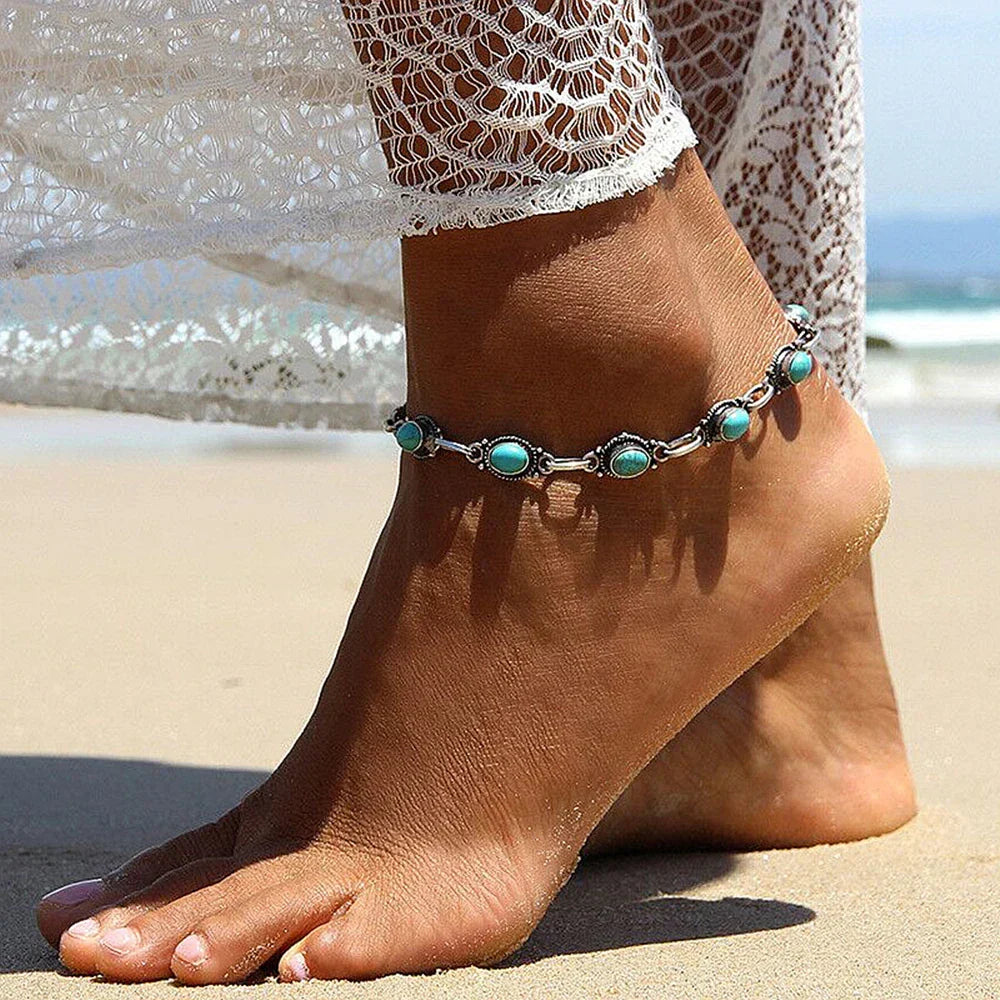 Blue Stone Ankle Bracelet