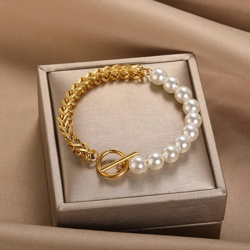 Gold and Pearl Bracelet