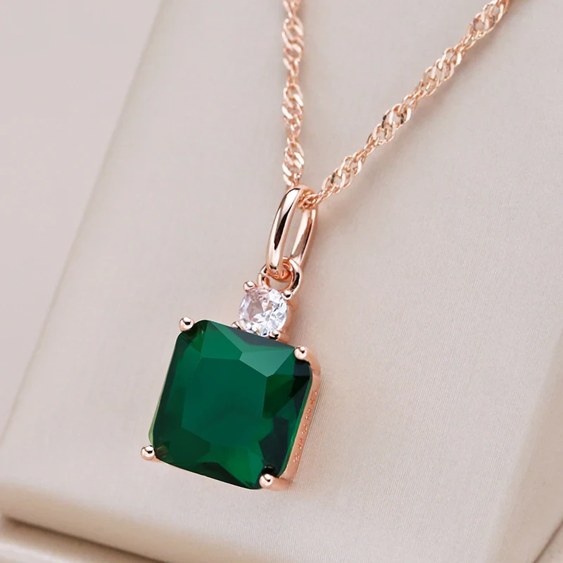 Green Cubic Crystal Necklace