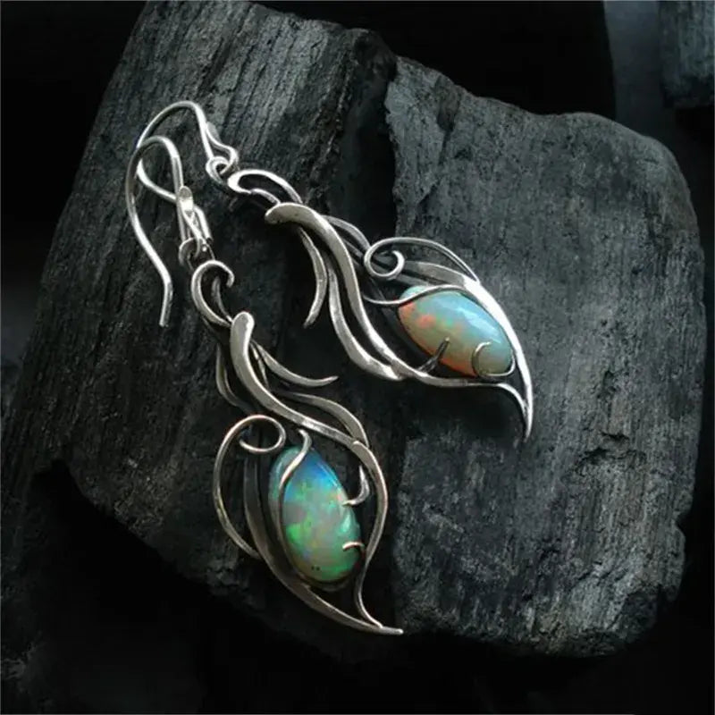 Earrings Made of Blue Opal in Silver