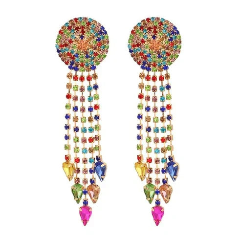 Multicolor Dangling Mandala Earrings
