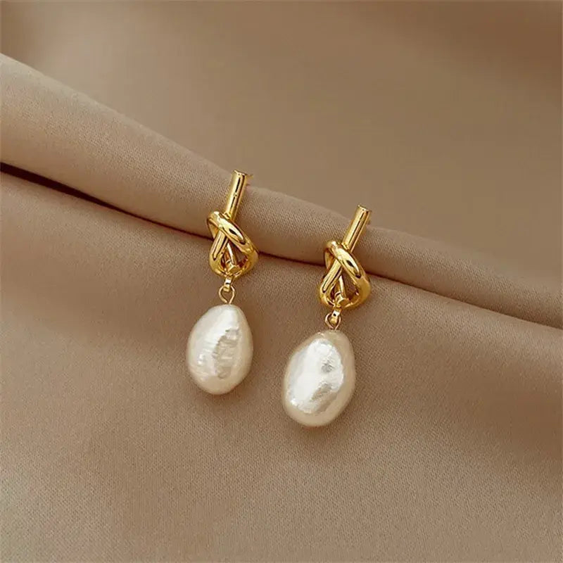Baroque Pearl Earrings in Gold