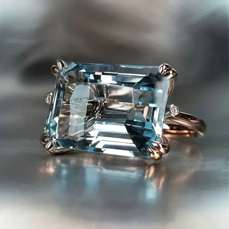 Inlaid Blue Crystal Ring