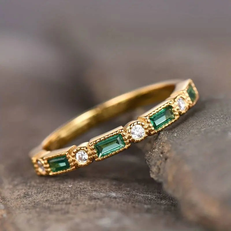 Gold Ring With Green Zirconia