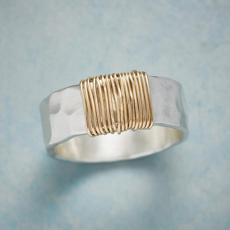 Golden Threads Silver Ring