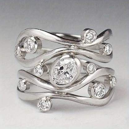 Silver & Zirconia Irregular Ring