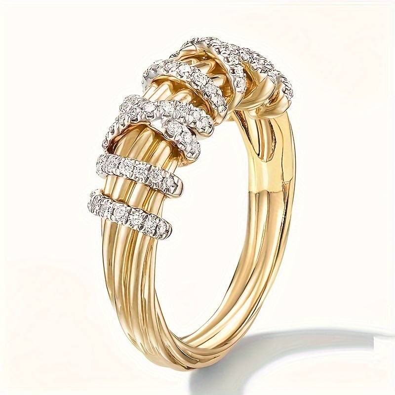 Braided Zirconia Golden Ring
