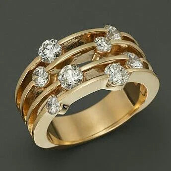 Anillo Multicapa Dorado con Circonitas Vintage