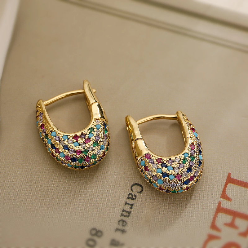 Colorful Inlaid Crystal Earrings