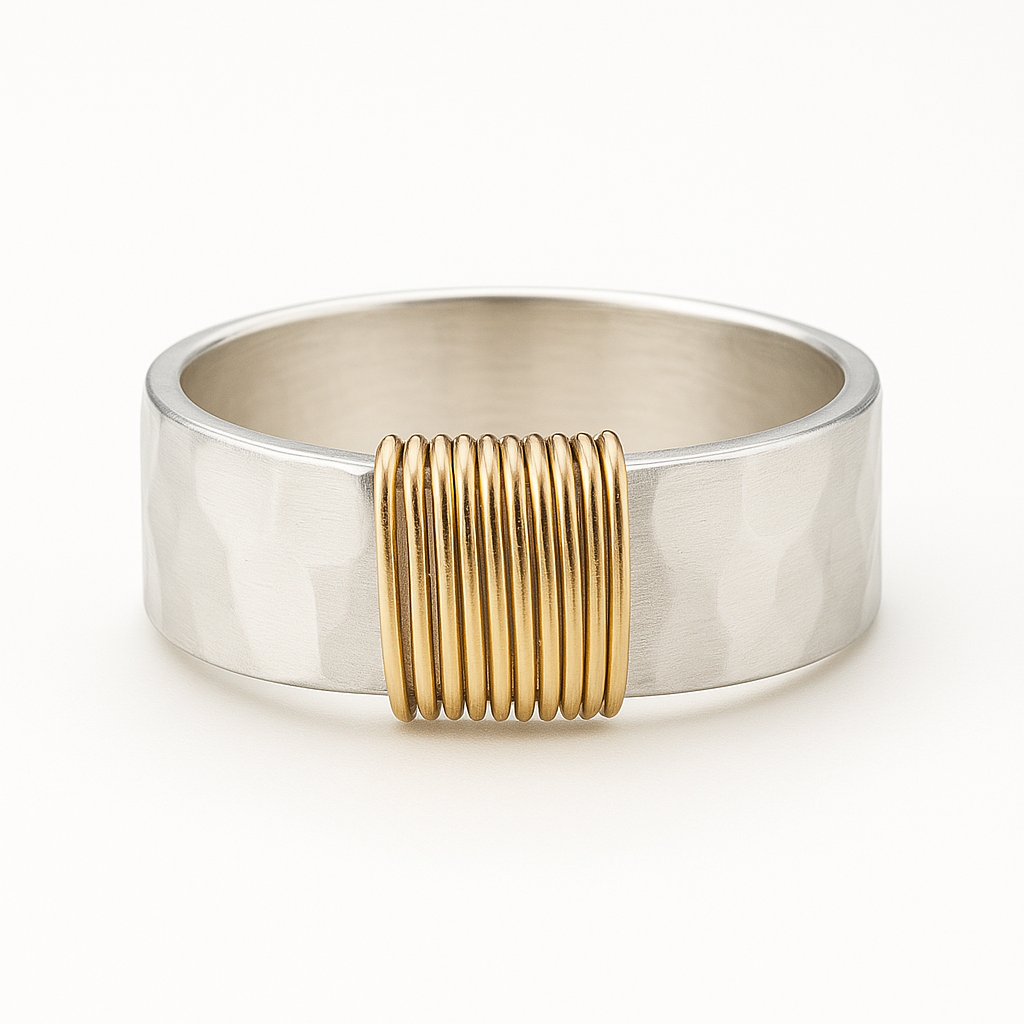 Golden Threads Silver Ring