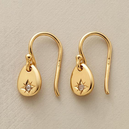 Aretes Gota Dorada con Estrella Vintage