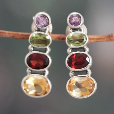 Aretes de Cristales de Colores Vintage