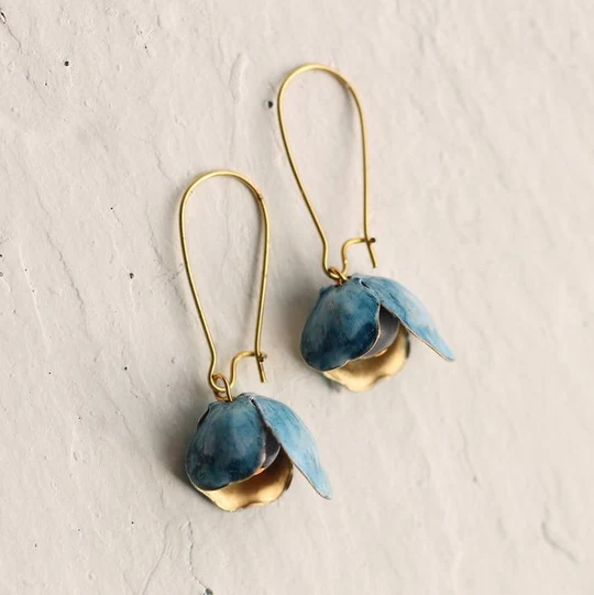 Aretes Florales Vintage Azules
