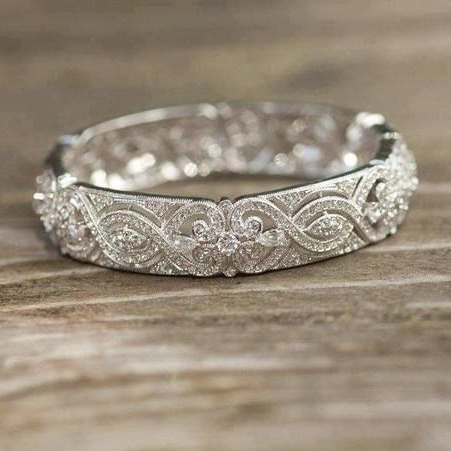 Anillo Hueco Brillante Plateado Vintage