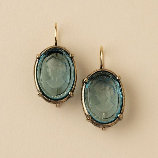 Aretes Cristal Verde Dorados Vintage