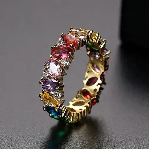 1+1 Offer: Colorful Crystal Flower Earrings + Multicolor Zirconia Ring