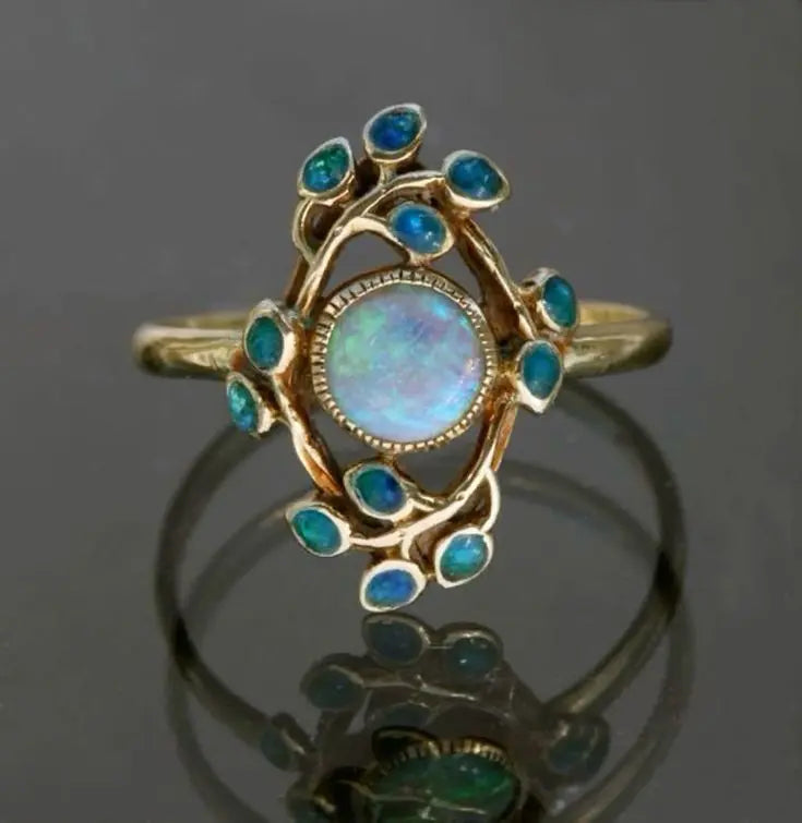 Blue Ring Crystals and Opal