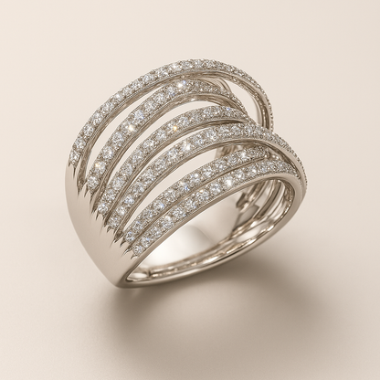 Layered Zirconia Silver Ring