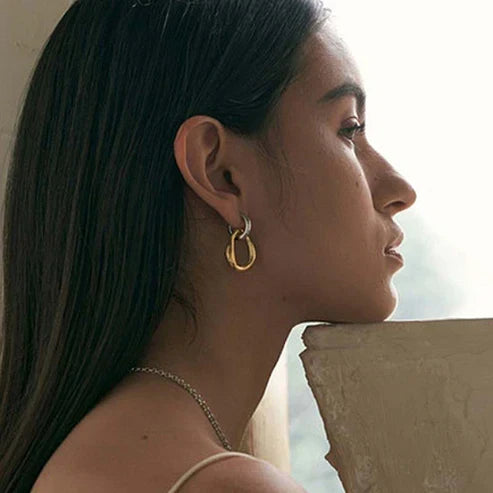 Bicolor Metal Earrings