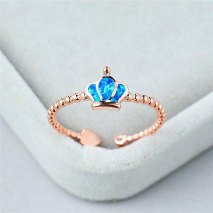 Anillo Corona Real en Ópalo y Plata Ajustable