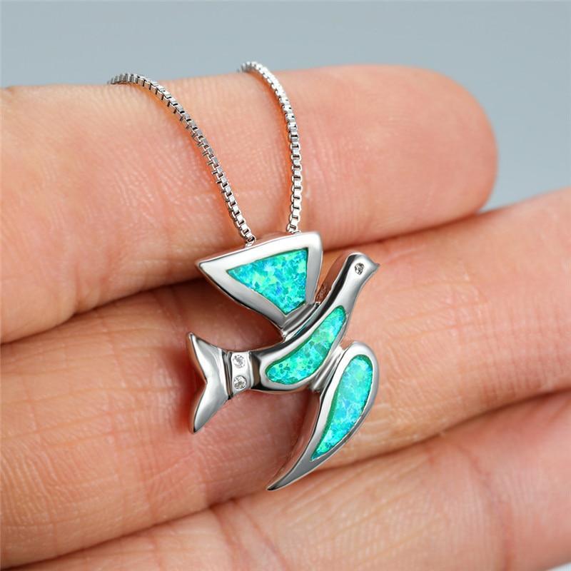 Colgante Paloma Mensajera en Ópalo y Plata