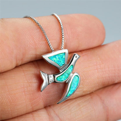 Colgante Paloma Mensajera en Ópalo y Plata