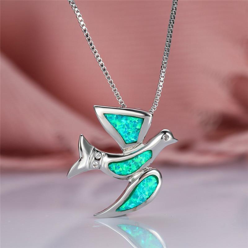 Colgante Paloma Mensajera en Ópalo y Plata