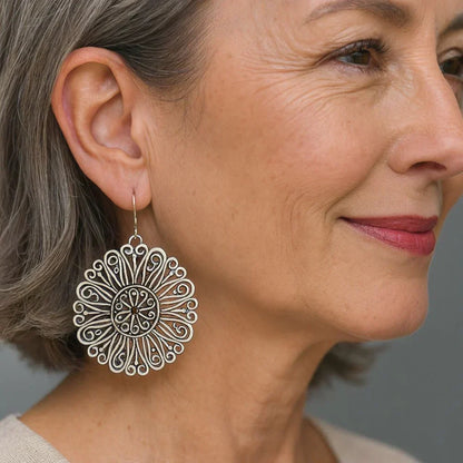 Hollow Mandala Rounded Earrings