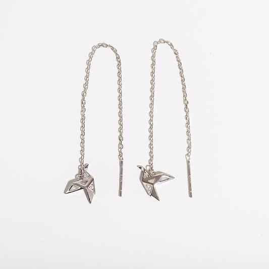 Aretes de Plata con Borlas de Grulla