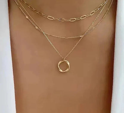 Gold Layered Chain & Pendant Necklace
